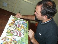 Bocetando para el mural de La Posada del Angel en Valle Hermoso